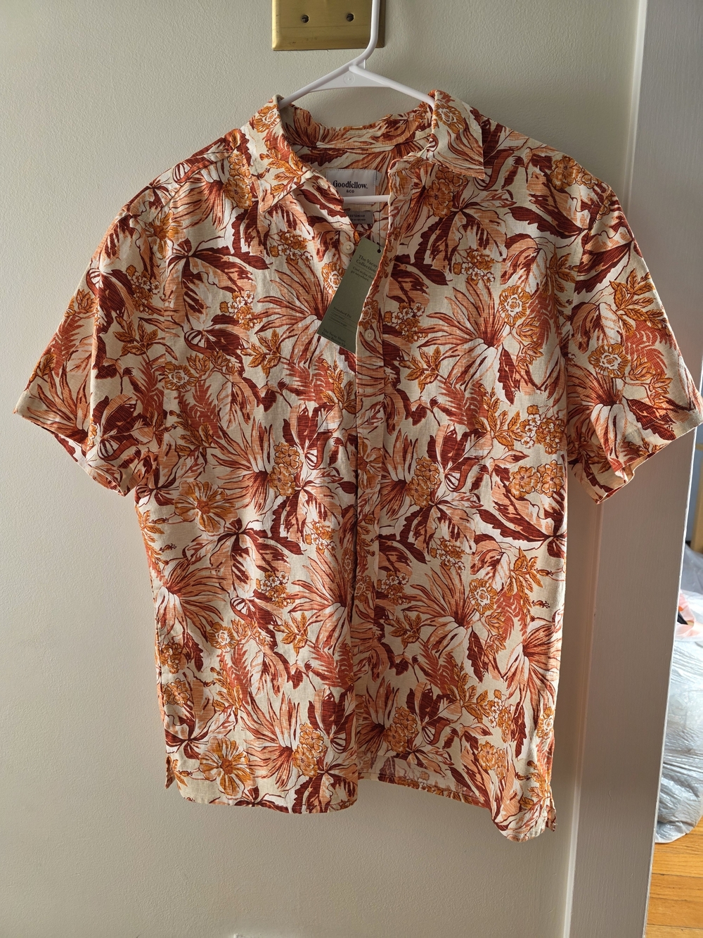 Goodfellow & Co Orange Floral Short-Sleeve Button-Down Shirt